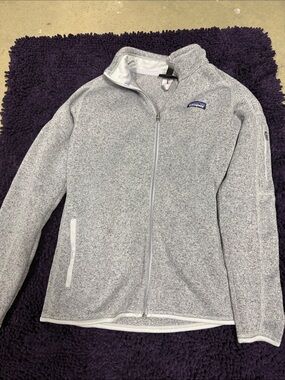 Patagonia Light Gray Full-Zip Teddy Fleece Jacket